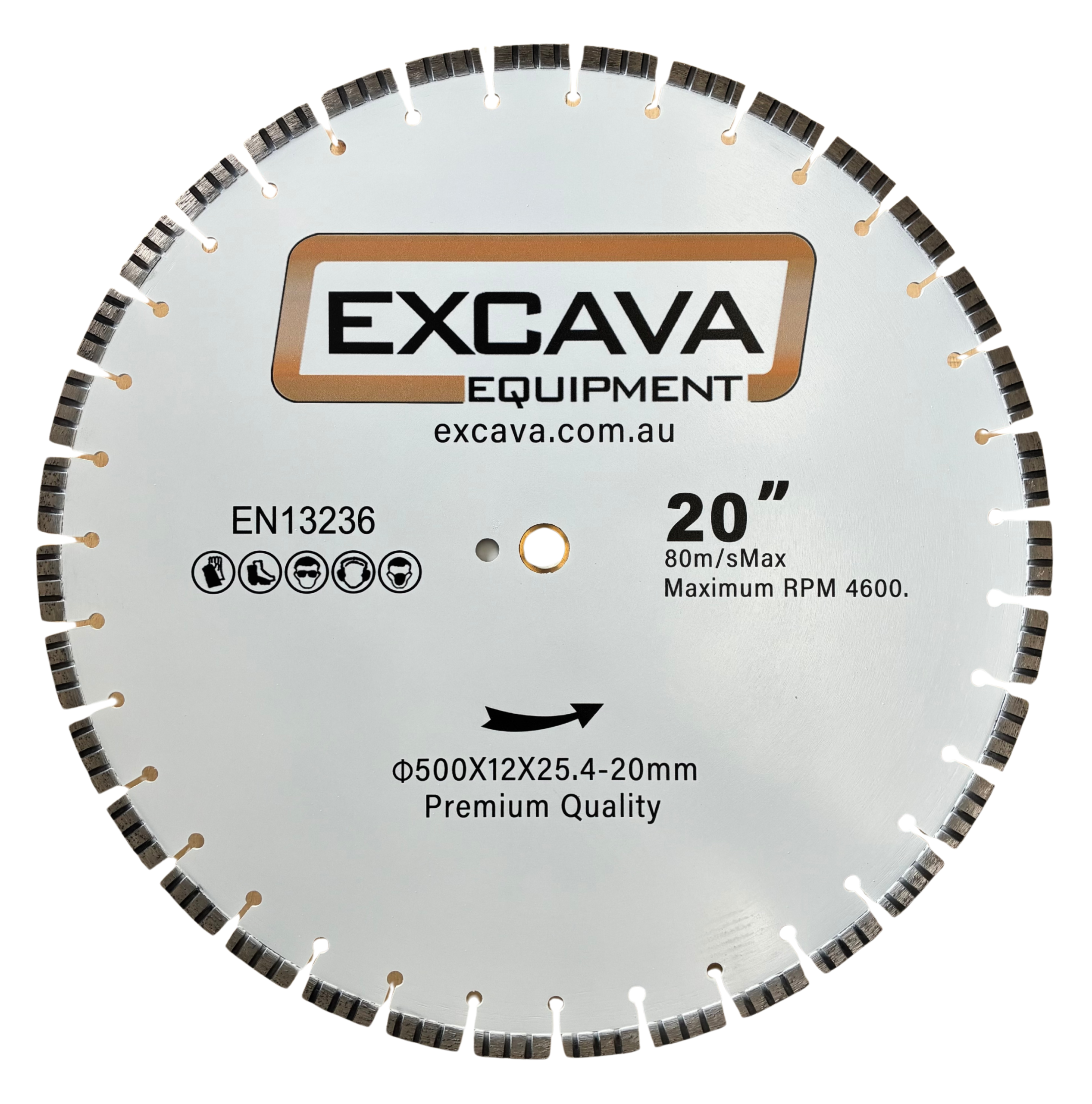 A 20-inch diamond saw blade designed for cutting concrete, also referred to as 500mm