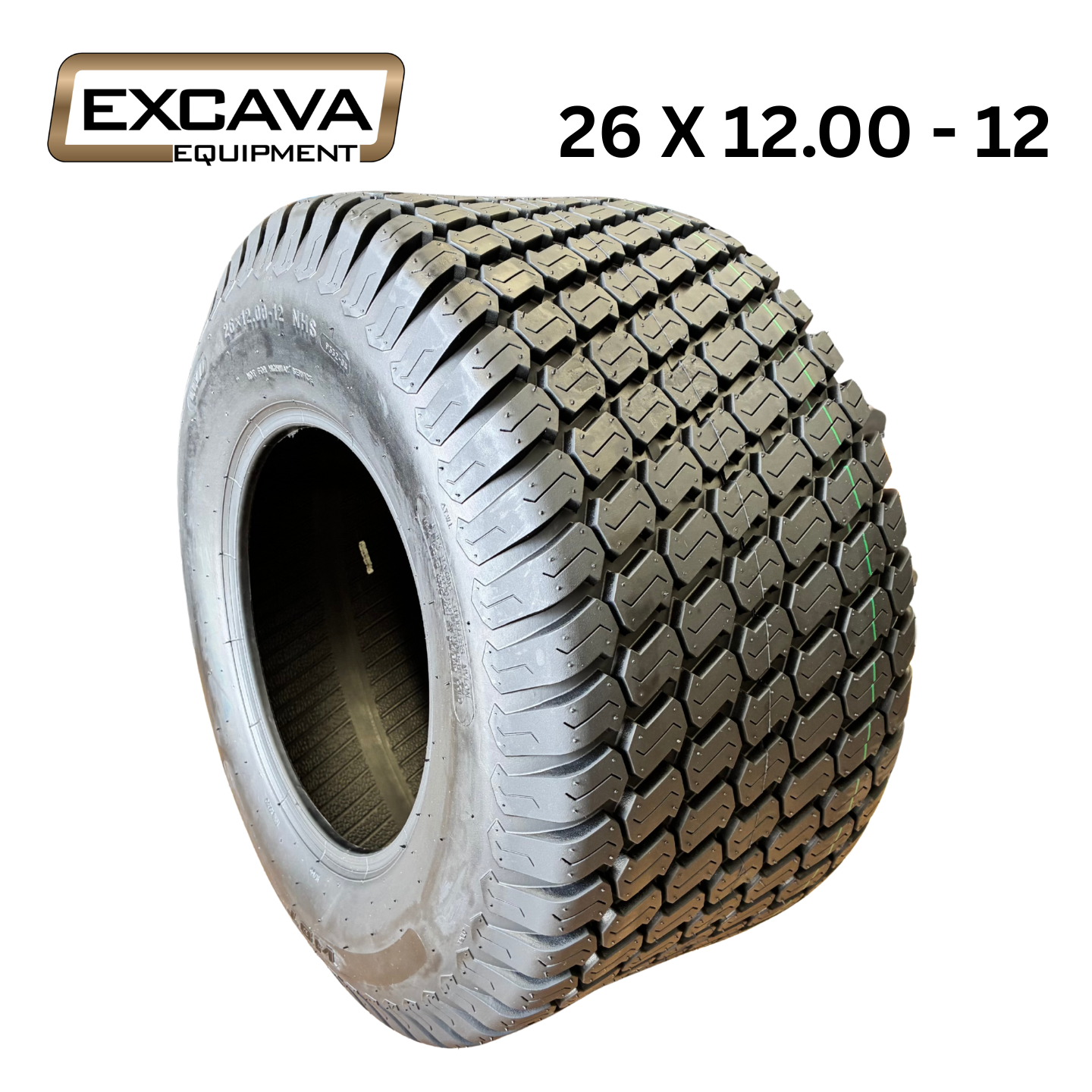 26 X 12.00 - 12 8PLY Tyres for commercial ride on mowers and zero turns, hard wearing with high psi